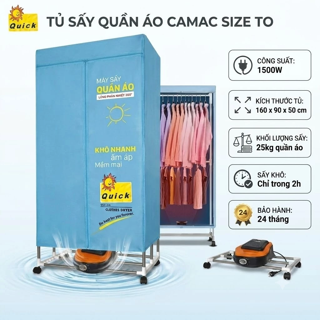 TỦ SẤY QUẦN ÁO 2 TẦNG 1500W CAO CẤP ( HÀNG LOẠI 1 ) KHUNG INOX CHÍNH HÃNG  bào hành 24 tháng