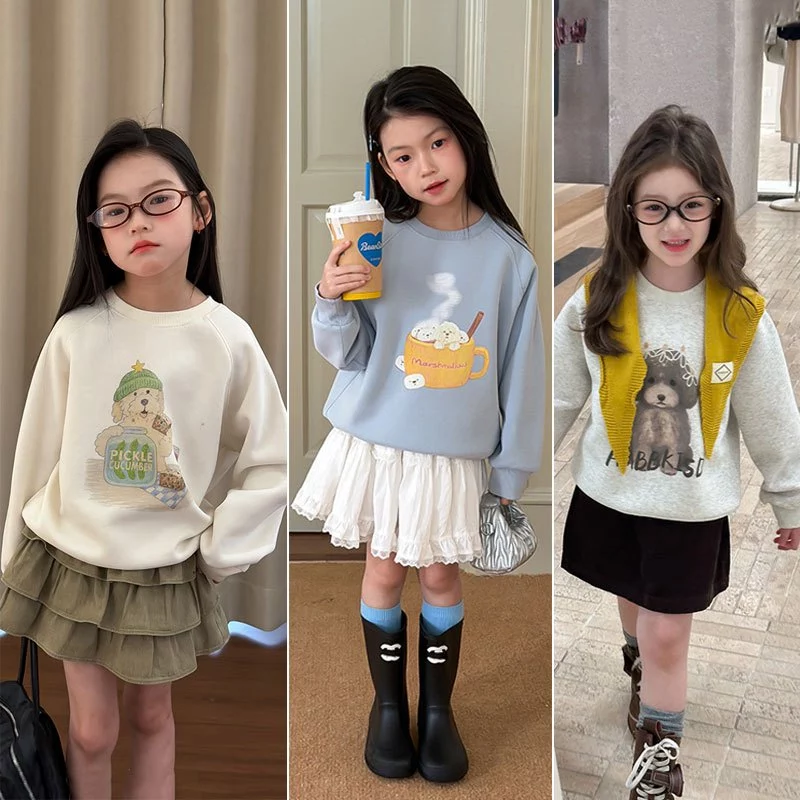 𝑵𝒆𝒘 𝑪𝒐́ 𝑺𝒂̆̃𝒏 2026 (14-50kg) Áo Nỉ Hoodie, Áo Nỉ Da Cá Dài Tay MÙA THU form to phong cách Hàn Quốc cho Bé Gái