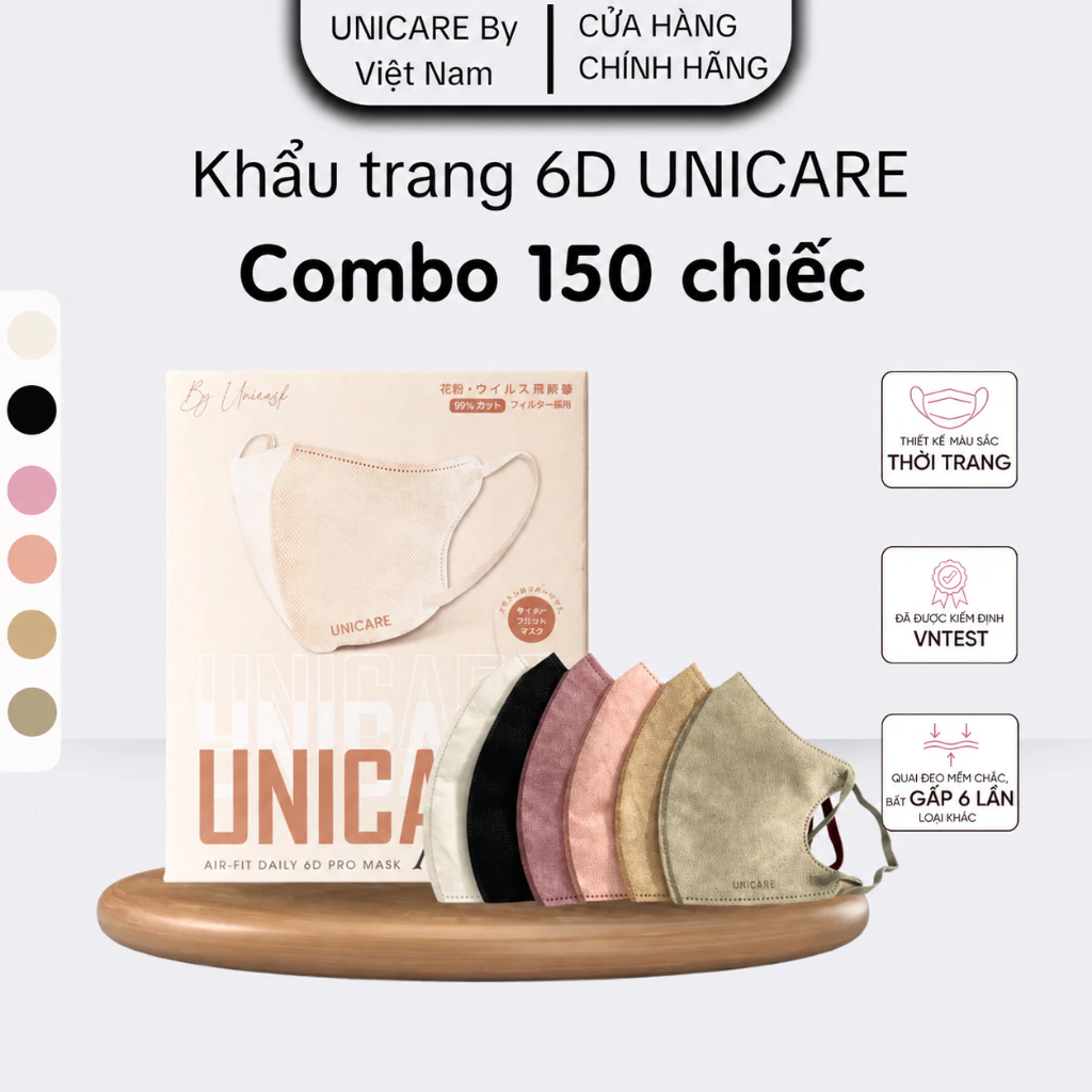 [LIVE KOC] UNICARE 150c Khẩu Trang 6D Pro Mask Chính Hãng 3 Lớp Kháng Khuẩn 6 Màu Thời Trang
