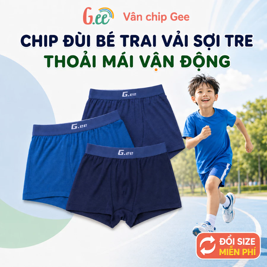 Set 3 quần sịp bé trai vải sợi tre mềm đẹp phom dáng thoải mái cho bé tập mặc size từ 10 đến 75kg