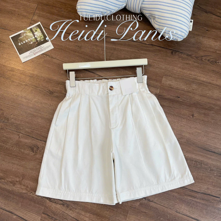 Tulidu - Heidi Pants | Quần Short Lửng Dài Xếp Ly Bán Cạp Chun Chất Kaki Mịn Mềm Cao Cấp MA82