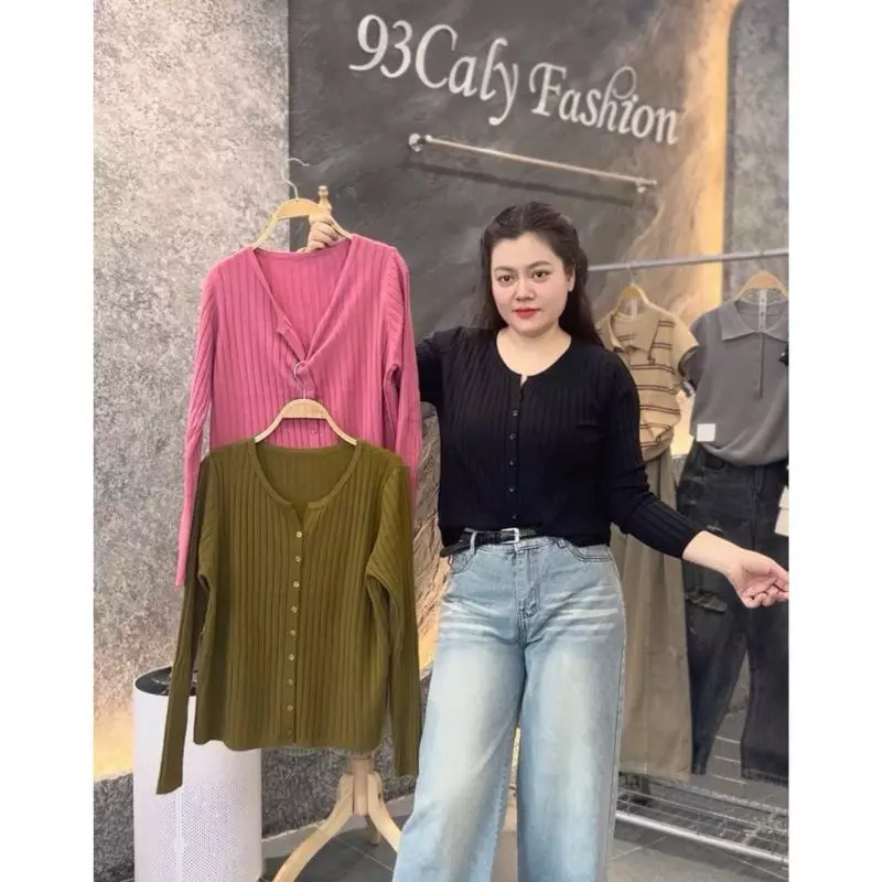 399 BIGGSIZE HÀNG QCCC FORM TO  Áo khoác cadigan len gân dọc dài tay cao cấp