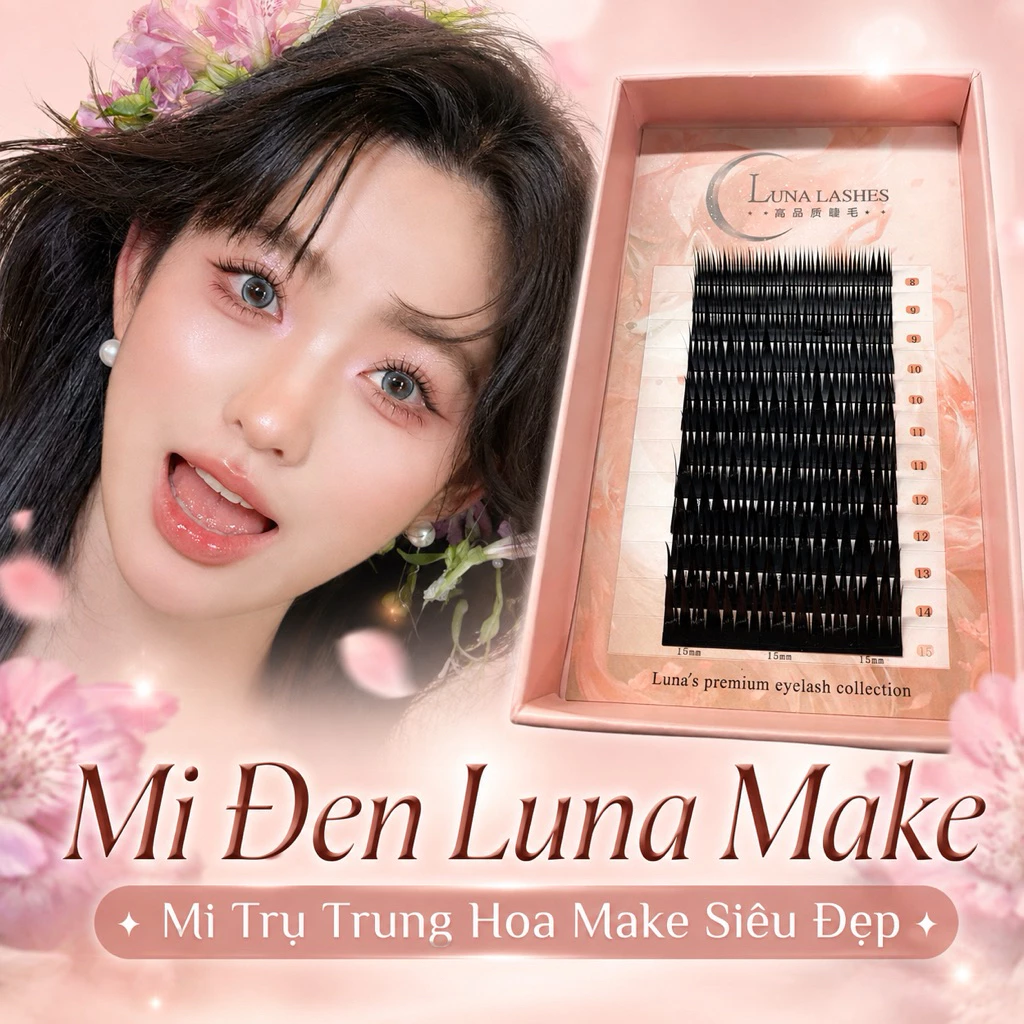 Mi Đen Luna Make up - Mi trụ sẵn - Dành cho thợ Make, Make up cá nhân - Mi tự gắn - siêu đẹp, siêu tiện lợi