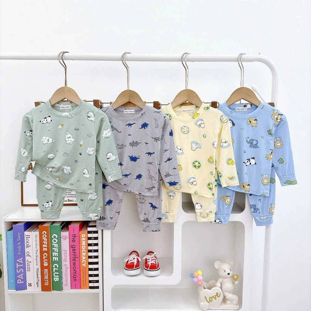 Bộ Dài tay Thun Lạnh Minkymom In Hình Cho Bé Trai Bé Gái TD-IN140
