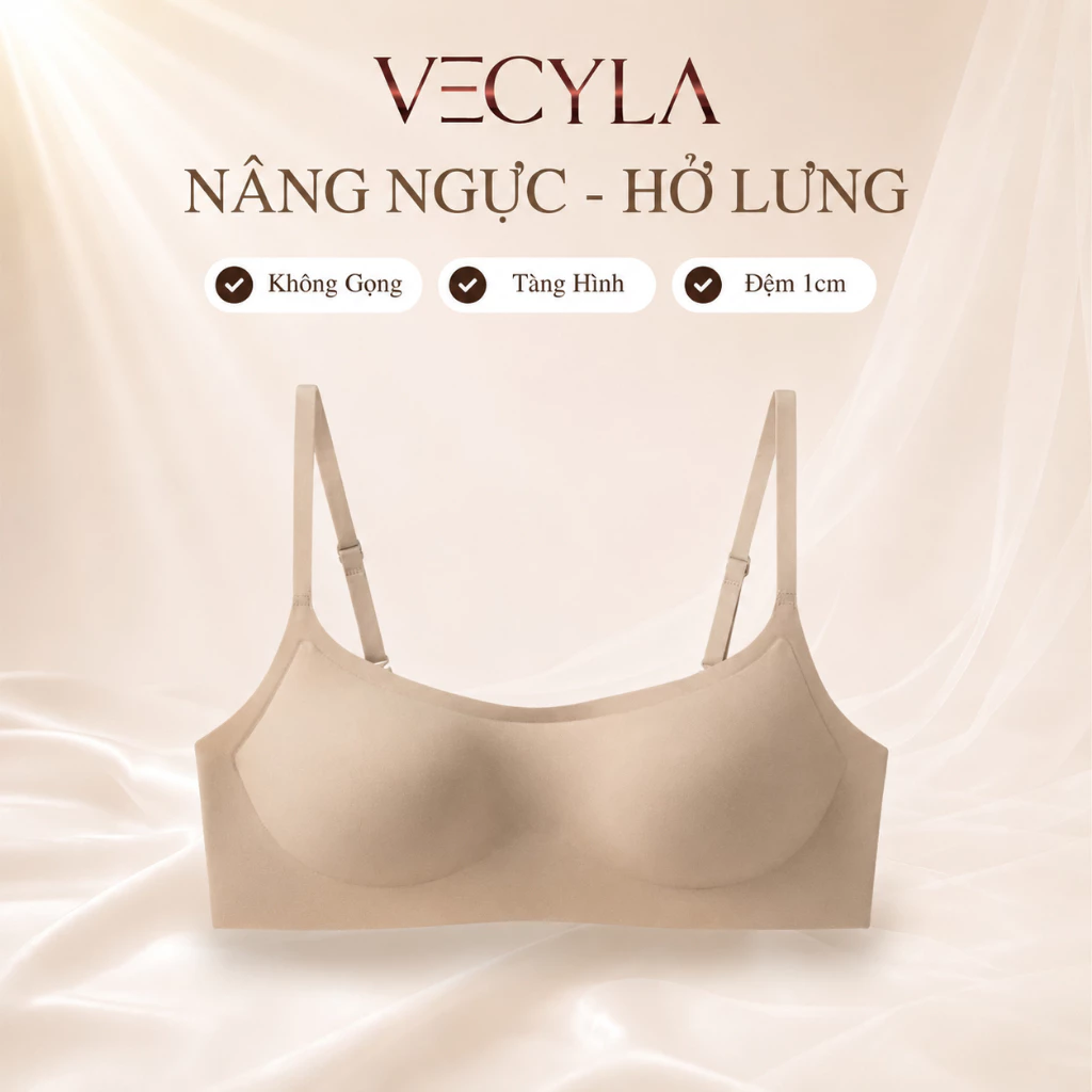 [SVIP] Áo Lót Nữ VECYLA Áo Ngực Cổ Thấp Tàng Hình Không Gọng Gom quả A 152