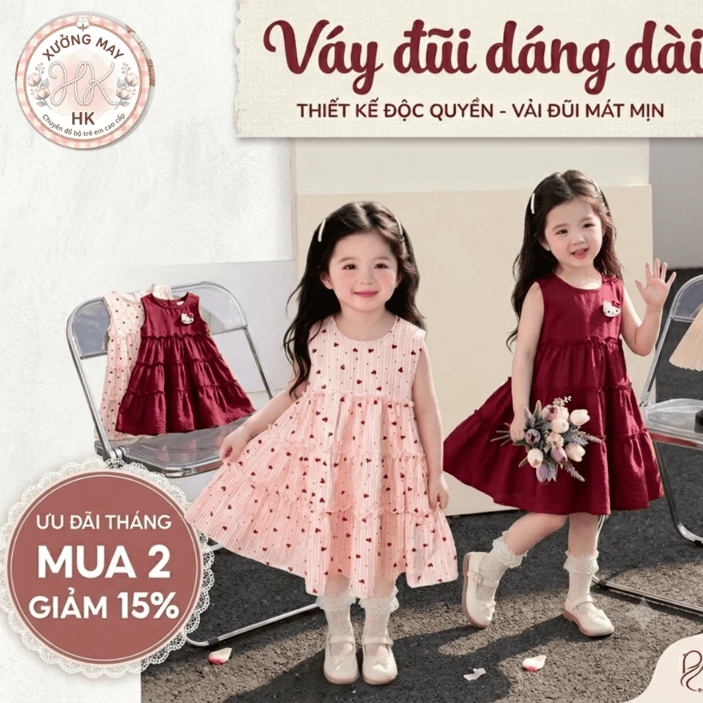 [GIÁ XƯỞNG] Váy trung thu đũi dáng xòe cho bé gái size 17-30 kg,váy ngang gối váy xinh cho bé mặc đi chơi đi học