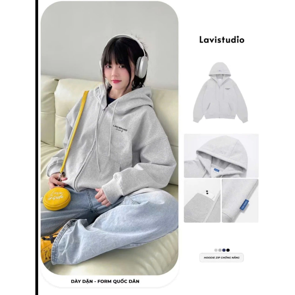 Áo Hoodie Zip Vải 2 Da Chống Nắng Tốt/ BRAND Form Rộng Nam Nữ Local Brand Chính Hãng