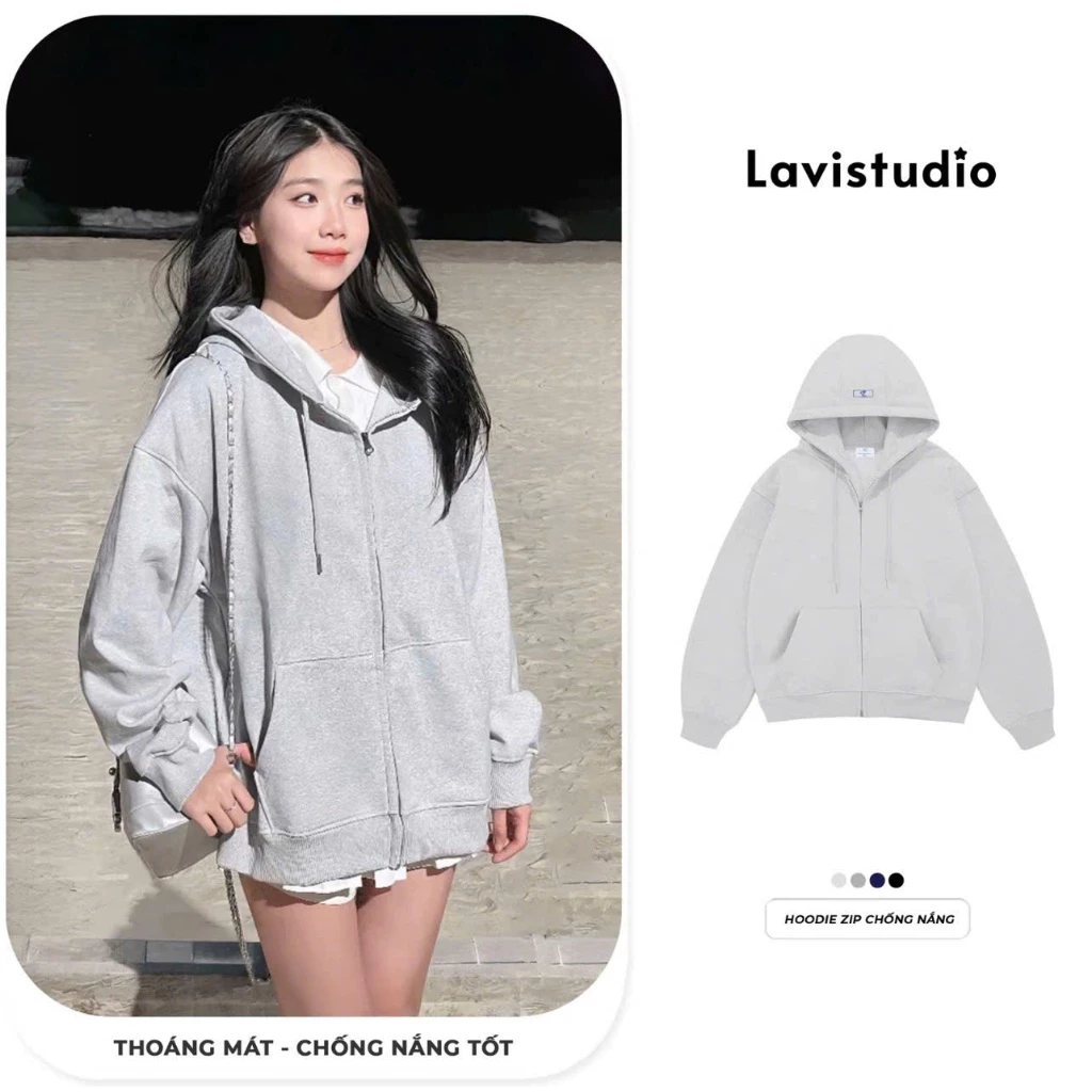Áo Hoodie Zip Trơn Vải Nỉ Cotton Dày Dặn Siu Ấm - Form Rộng Nam Nữ Local Brand Lio Studio