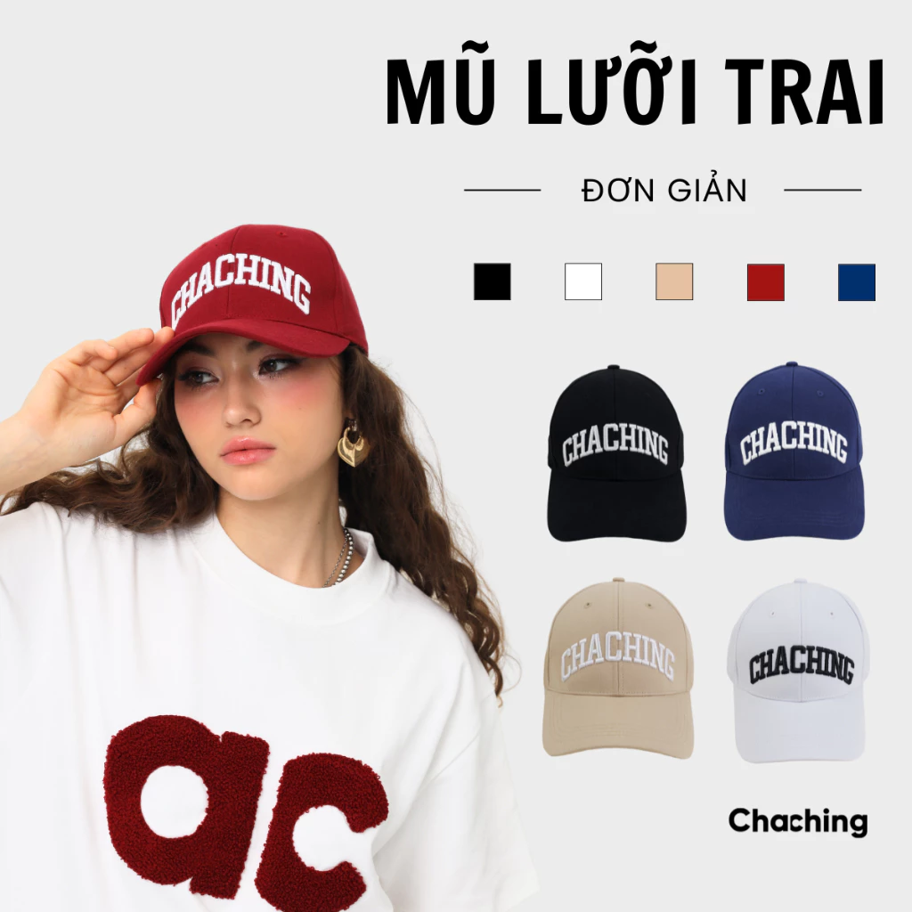 [HOT DEAL] Mũ Lưỡi Trai Nam Nữ ChaChing Thêu Logo 3D, Nón Kết Form Cứng, Vải Cotton Dày Dặn