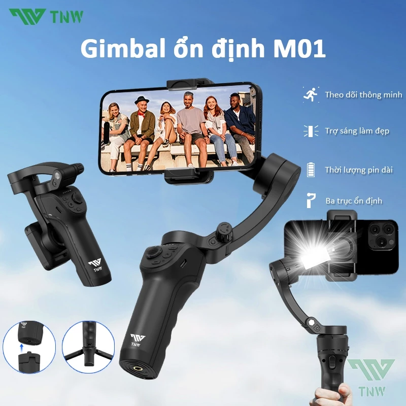 TNW M01 Gimbal chống rung điện thoại gọn nhẹ theo dõi khuôn mặt,Gimbal chống rung điện thoại 3 trục