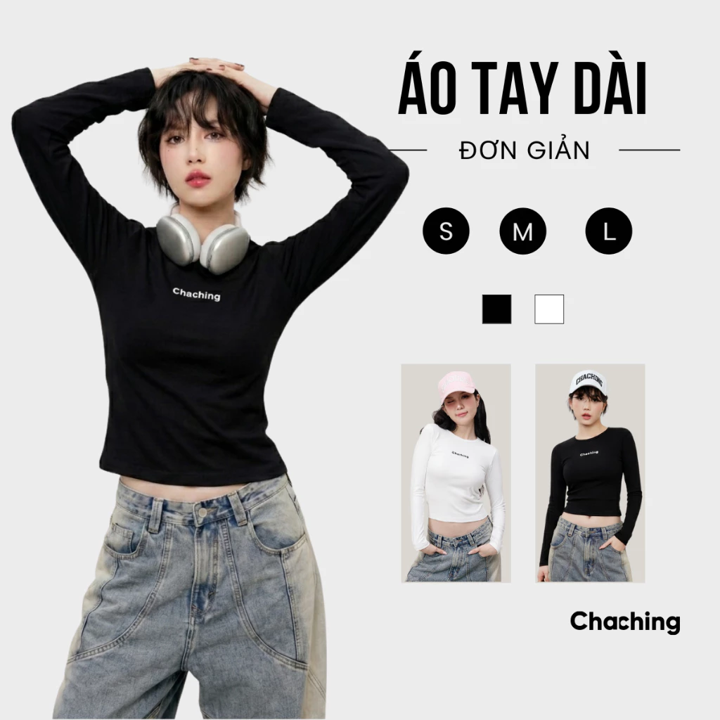 [BEST SELLER] Áo Thun Tay Dài Nữ Ôm Body ChaChing, Áo Thun Dài Tay, Chất Thun Borip Co Giãn 4 Chiều