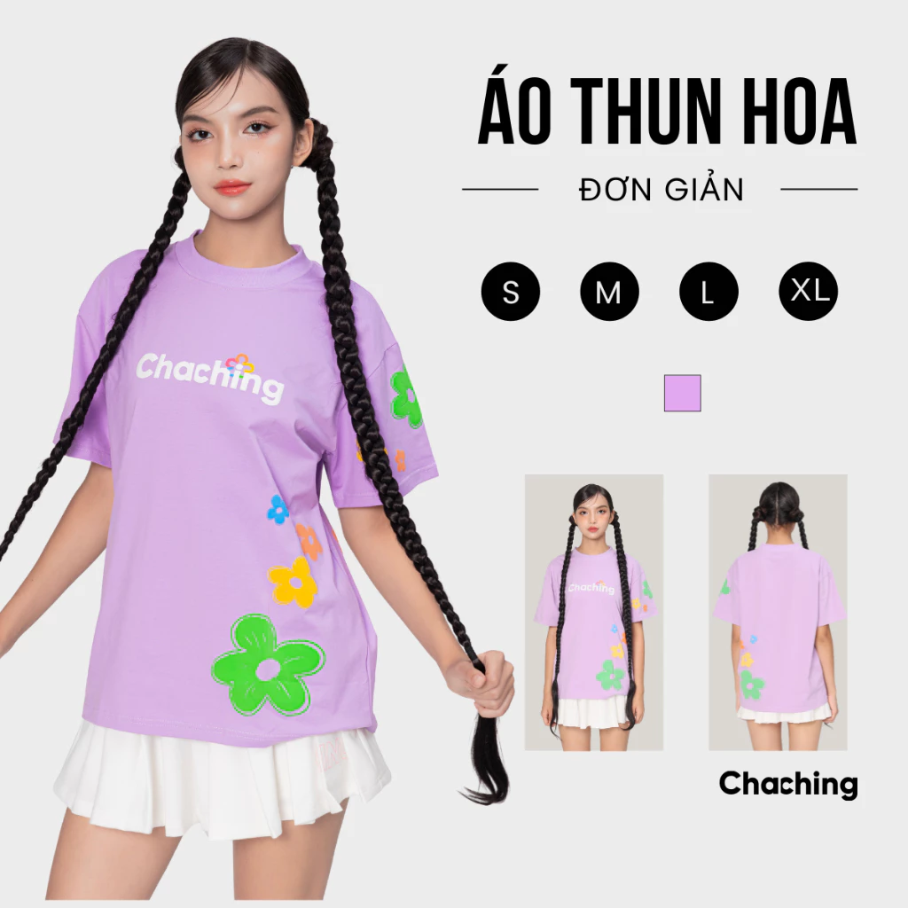 [BEST SELLER] Áo Thun Unisex In Họa Tiết Hoa ChaChing, Áo Phông Nam Nữ Form Oversize Cổ Tròn Chất Vải Cotton