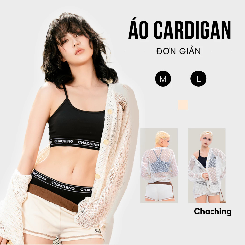 Áo Cardigan Unisex ChaChing Chất Lưới Mỏng, Dáng Suông Tay Dài