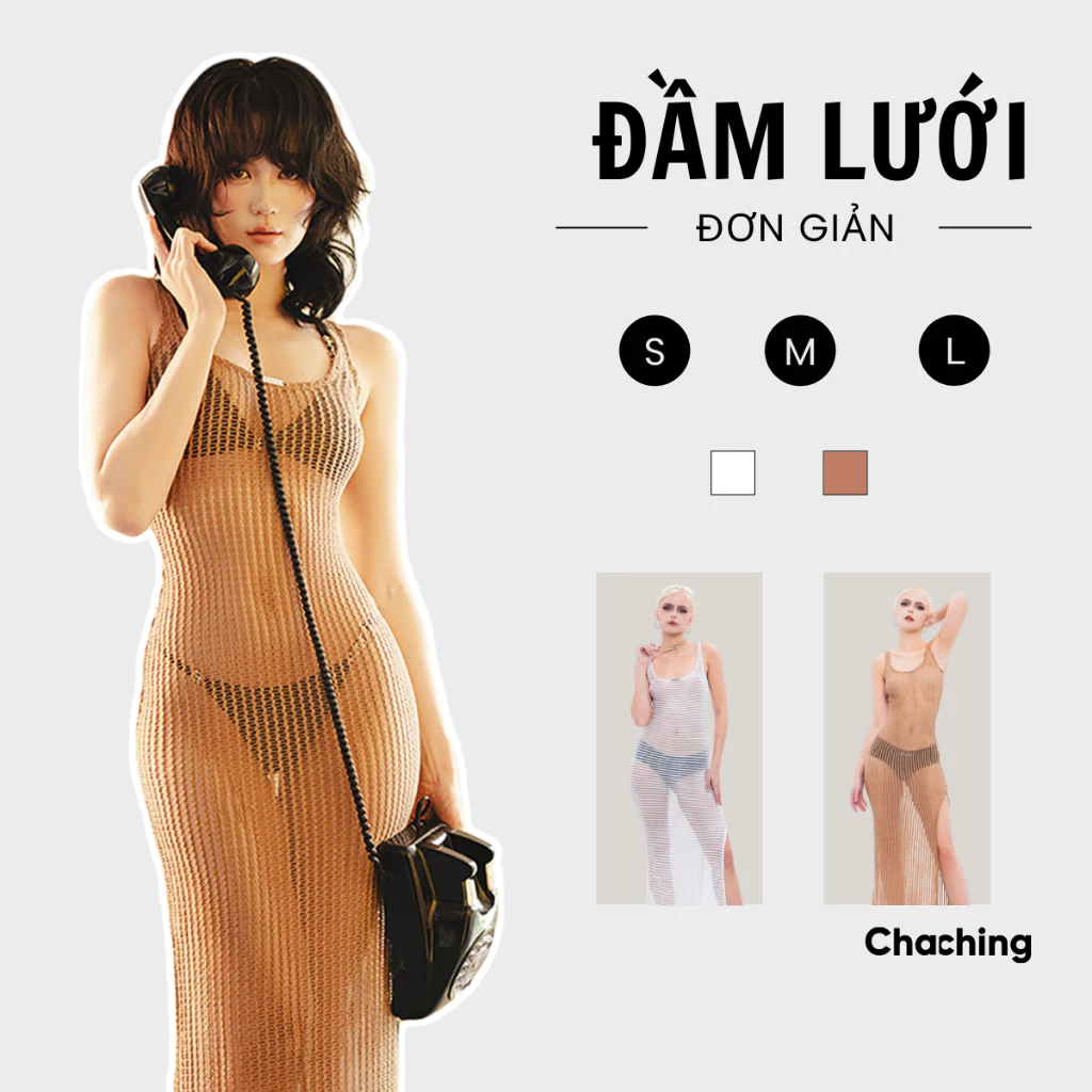 Đầm Body Lưới Dáng Dài Đuôi Cá ChaChing, Đầm Body Dài Phối Lưới, Áo Váy Lưới Khoác Ngoài Dáng Dài Đi Biển