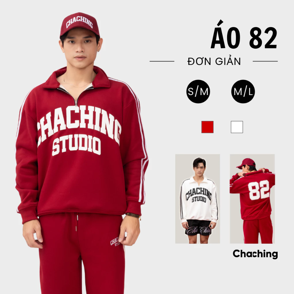 [HOT DEAL] Áo Nỉ Thể Thao Cổ Polo ChaChing, Áo Quần Nỉ In Logo 82 Chất Vải Nỉ Cao Cấp