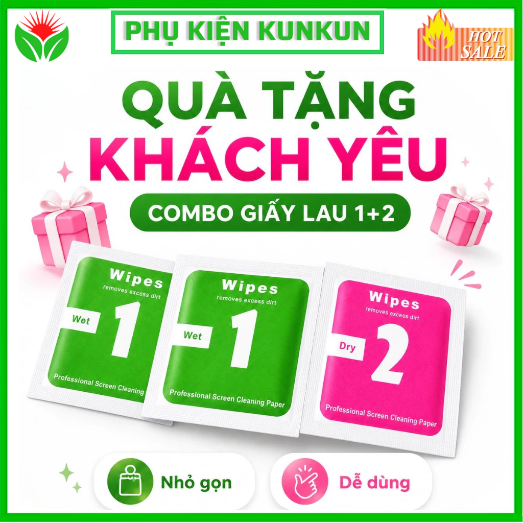 [QUÀ TẶNG GIẤY LAU] Khăn lau 1 và 2 mếng lau vệ sinh màn hình điện thoại - Vip 1T8