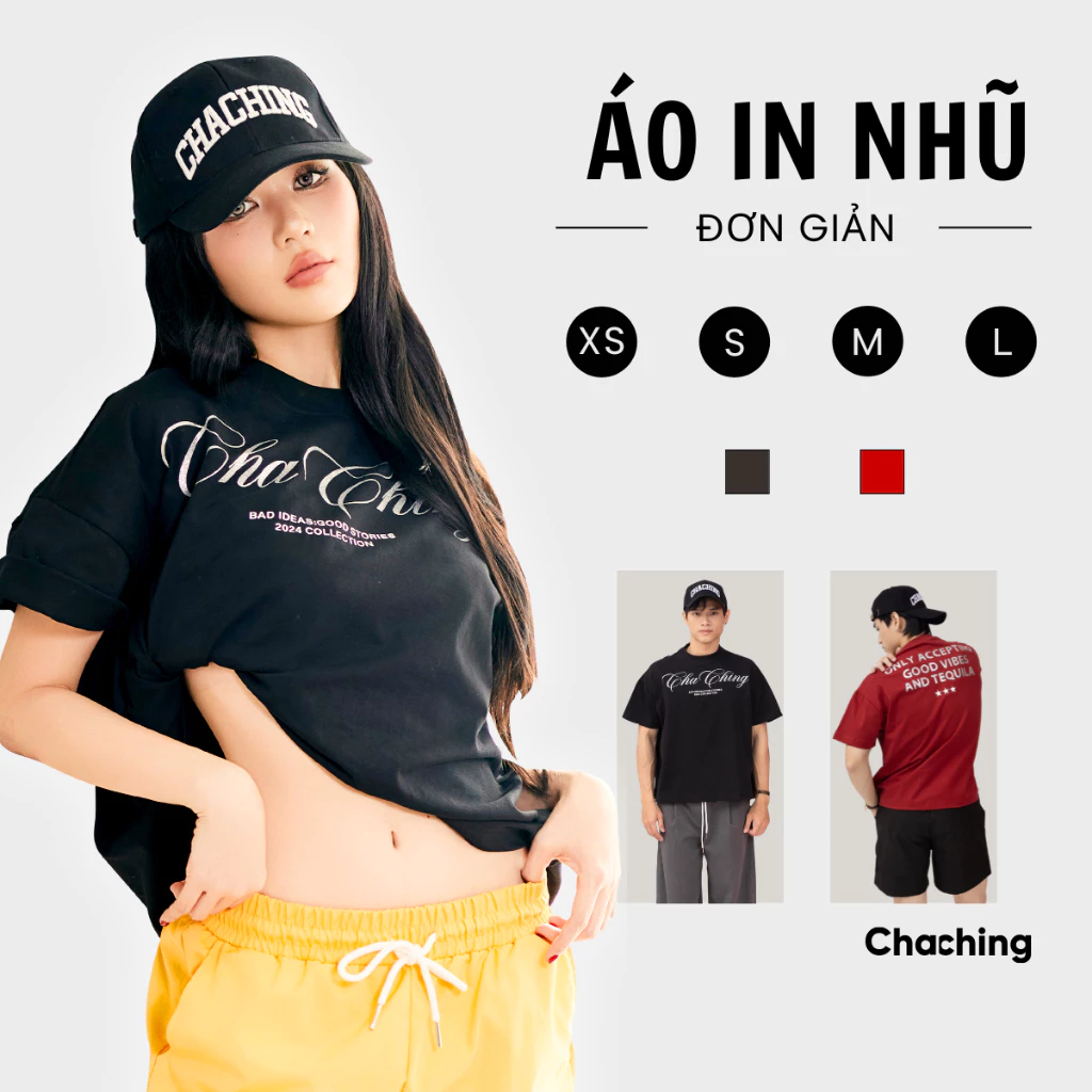 Áo Thun Unisex In Nhũ Kim Tuyến ChaChing, Áo Phông Nam Nữ Form Boxy In Kim Tuyến Lấp Lánh Chất Liệu Vải Cotton Mềm Mại