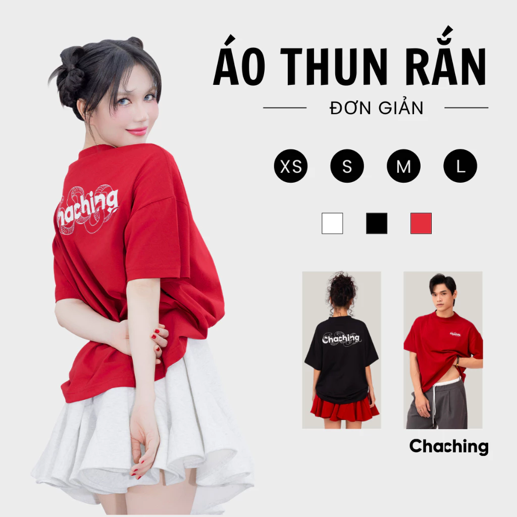 Áo Thun Nam Nữ ChaChing In Họa Tiết Rắn, Áo Phông Unisex ChaChing Form Boxy Thun Cotton 250g