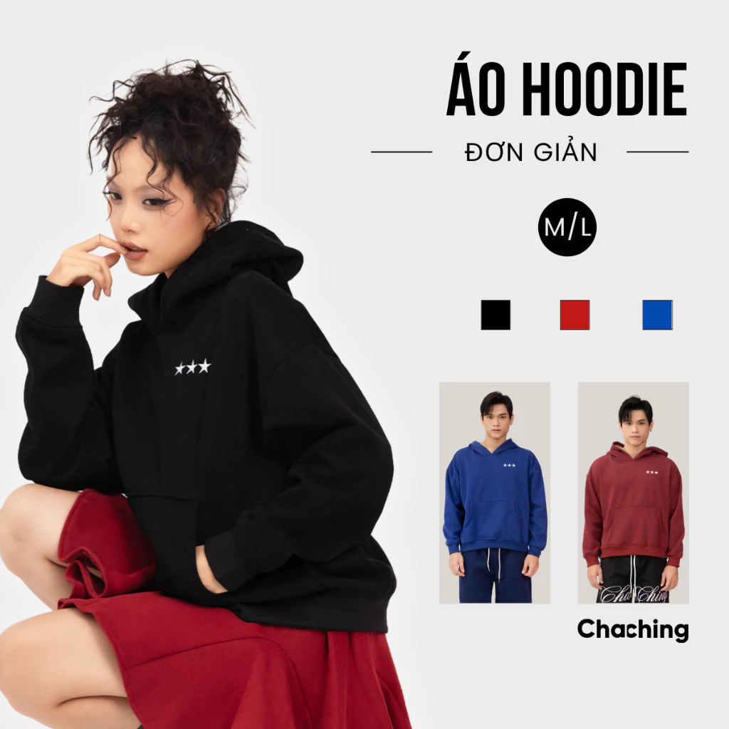 Áo Hoodie Unisex Form Oversize In Logo Nổi ChaChing, Áo Hoodie Nam Nữ, Áo Khoác Hoodie Chất Liệu Vải Nỉ Mềm Mại