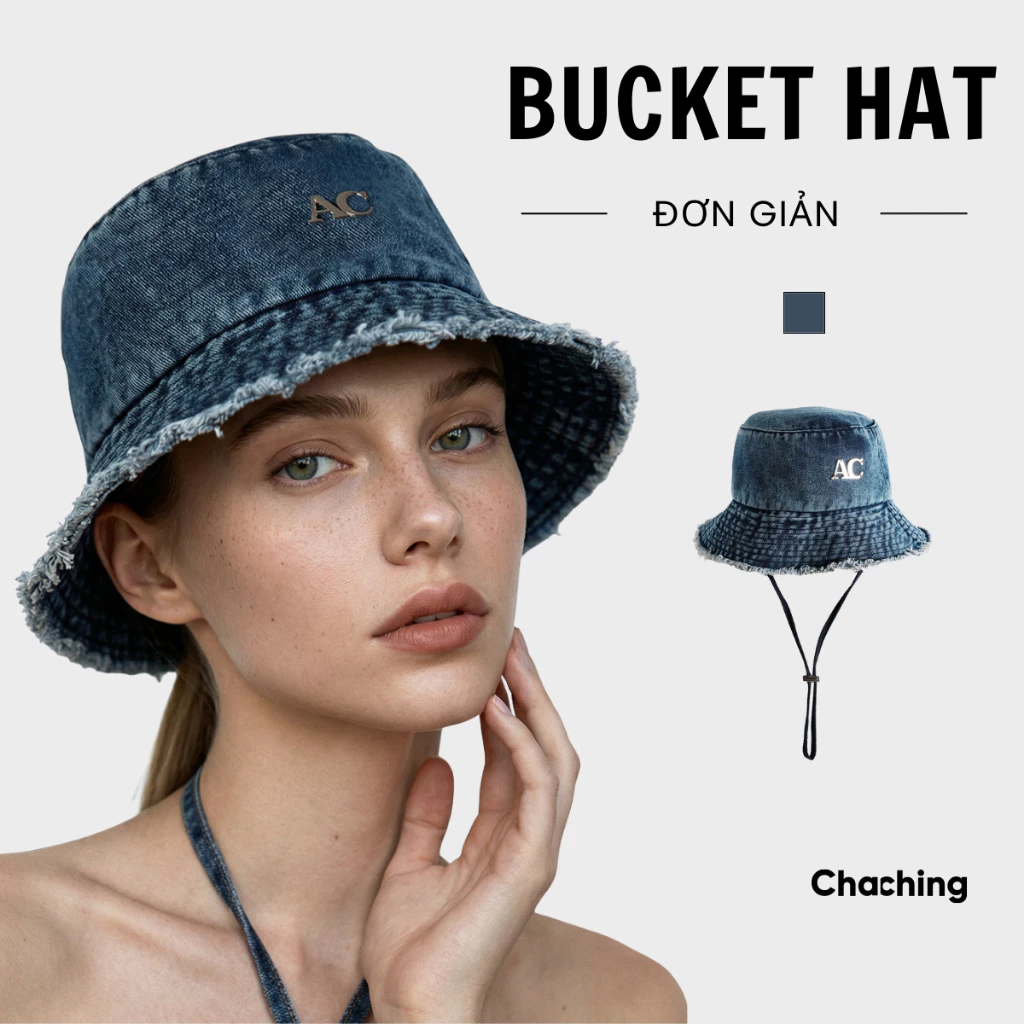 [BEST SELLER] Mũ Bucket Unisex Đính Logo AC ChaChing Thời Trang, Nón Bucket Nam Nữ, Chất Vải Denim Cá Tính