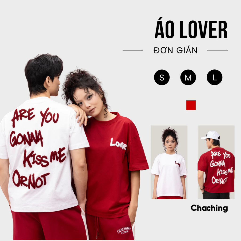 [BEST SELLER] Áo Thun Unisex Thêu Họa Tiết Lover Bông Xù ChaChing, Áo Phông Nam Nữ Thêu Chữ Nổi Bông Xù
