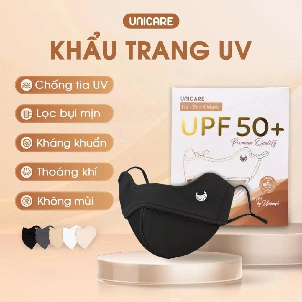 [LIVE KOC] UNICARE COMBO 4 Chiếc Khẩu trang UV - Proof Mask Chống Tia UV Mềm Mịn Mát Thông Thoáng Cao Cấp