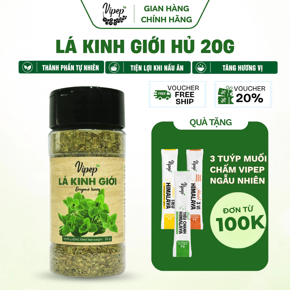 Lá Kinh Giới Vipep Hũ Nhựa 20g gia vị nấu món ăn - Gia vị Vipep