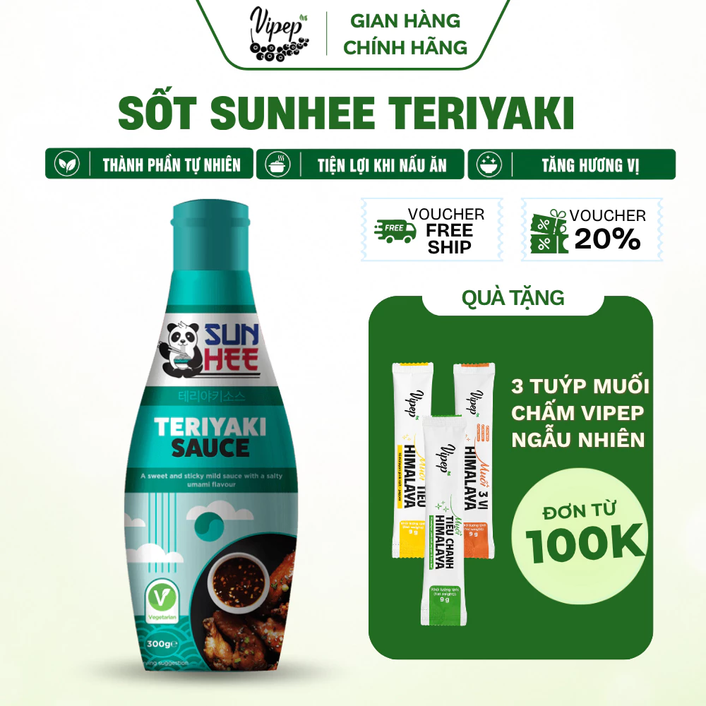 [HSD 10.2026] Sốt Teriyaki vị chua ngọt ngon sánh mịn dùng cho món ăn, dùng ướp, chấm chai 300ml - Gia vị Vipep