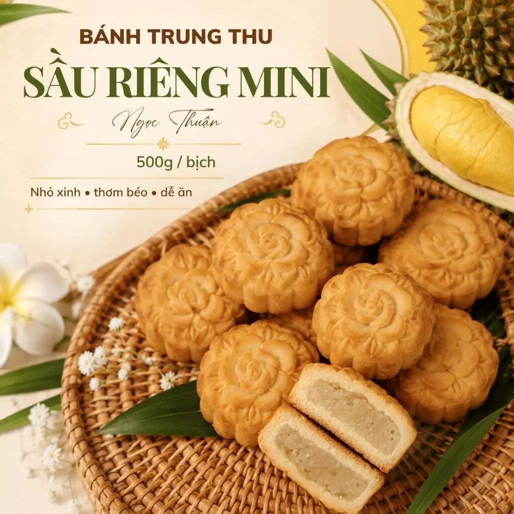 Bánh Trung Thu Sầu Riêng Mini Nhân Dừa Ngọc Thuận 500g