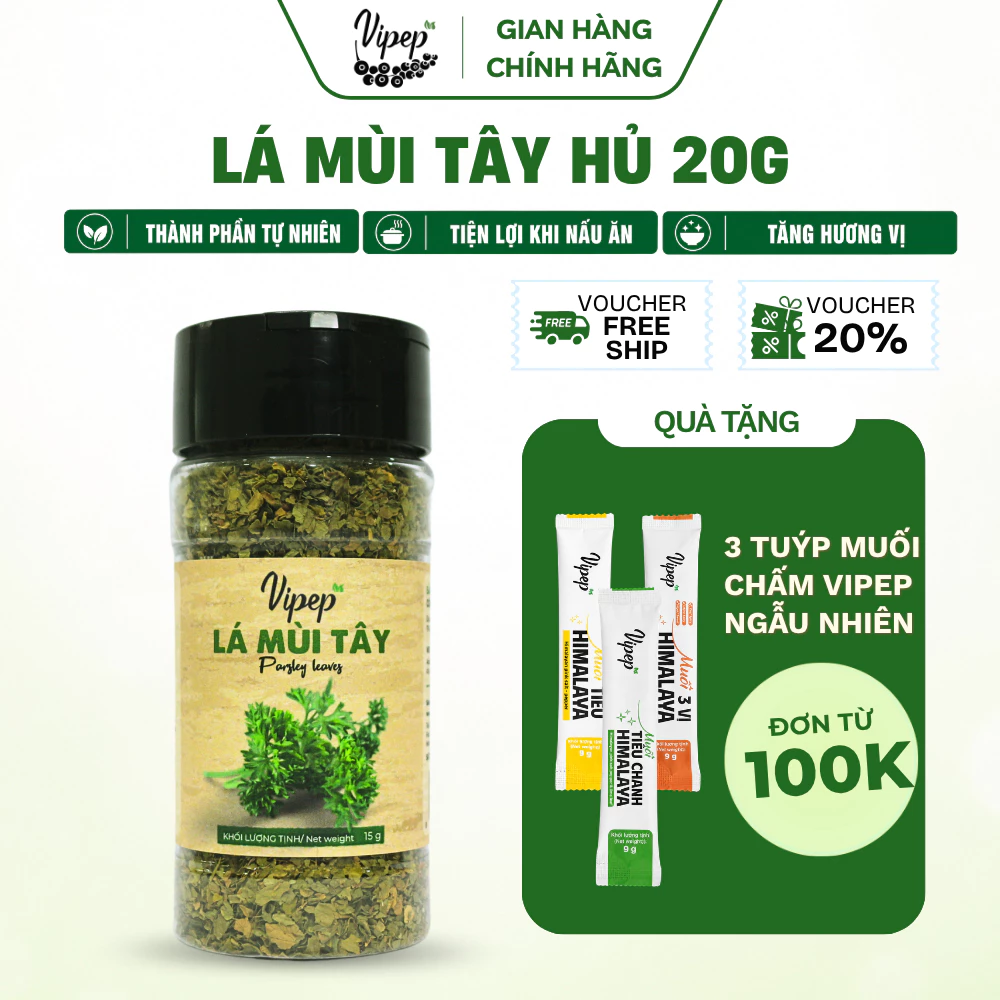 Lá Mùi Tây Khô Vipep Hũ Nhựa 20g gia vị nấu món ăn - Gia vị Vipep