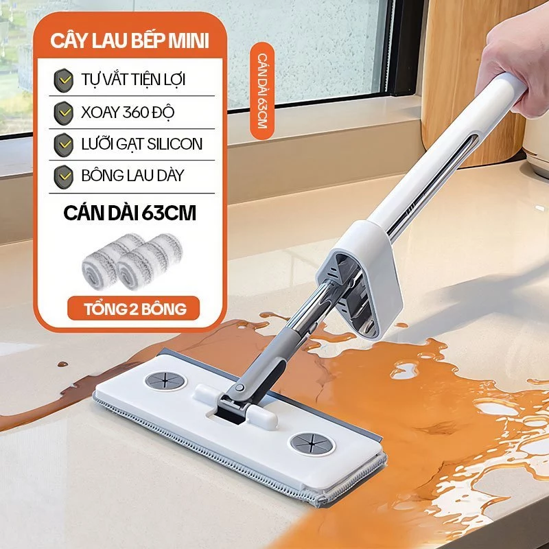 Cây Lau Bếp Mini KITIMOP KTM-20, Cây Lau Bếp Tự Vắt, Cây Lau Mini Cầm Tay Tự Vắt