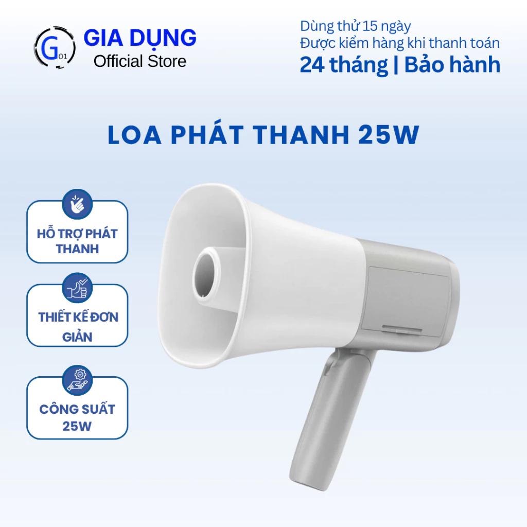 Loa Phóng Thanh 25W cầm tay tiện lợi, thiết kế nhỏ gọn, âm thanh rõ ràng, phù hợp nhiều mục đích