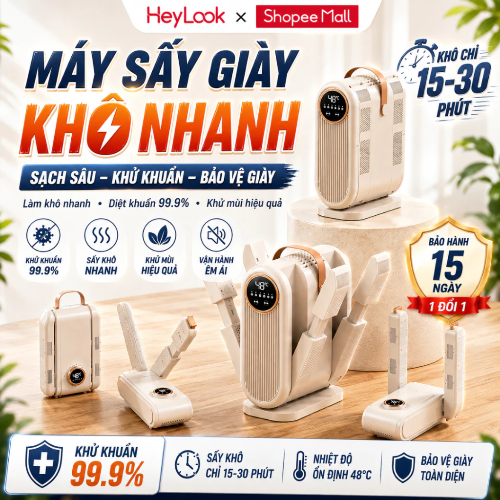 [NNN] Máy Sấy Giày Khử Mùi Bằng Tia Cực Tím Diệt Khuẩn, Xoay 360 Độ Giúp Sấy Giày Khử Mùi Nhanh Chóng