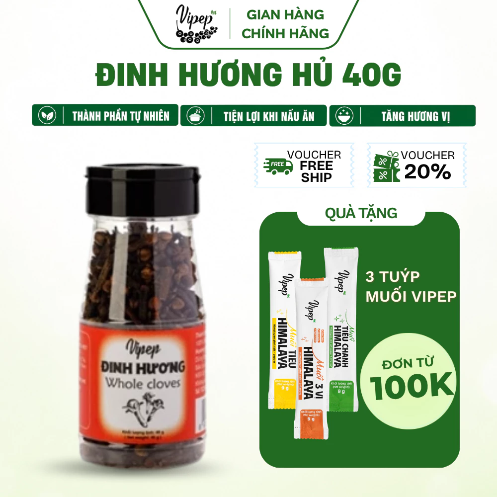 Đinh Hương Tự Nhiên Vipep Hũ Nhựa 40g - Gia vị Vipep