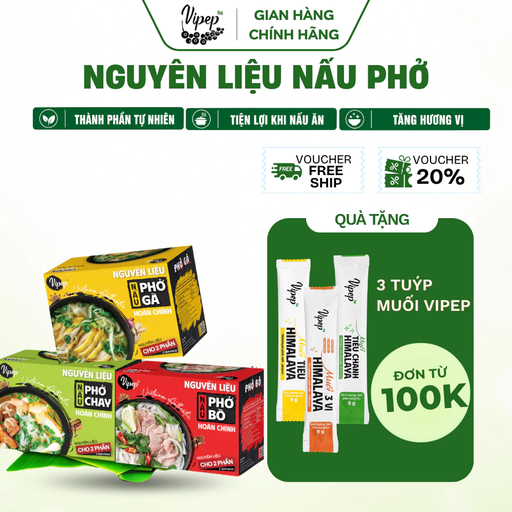 Bộ Nguyên Liệu Nấu Phở Hoàn Chỉnh phở bò, phở gà, phở chay - Gia vị Vipep