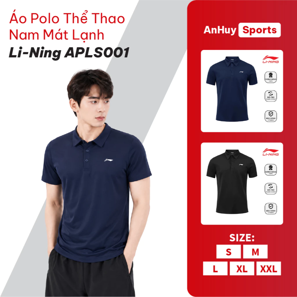 Áo polo nam Li-Ning APLS001 vải thể thao mềm mát và co giãn size S - XXL, Form xuông dễ mặc