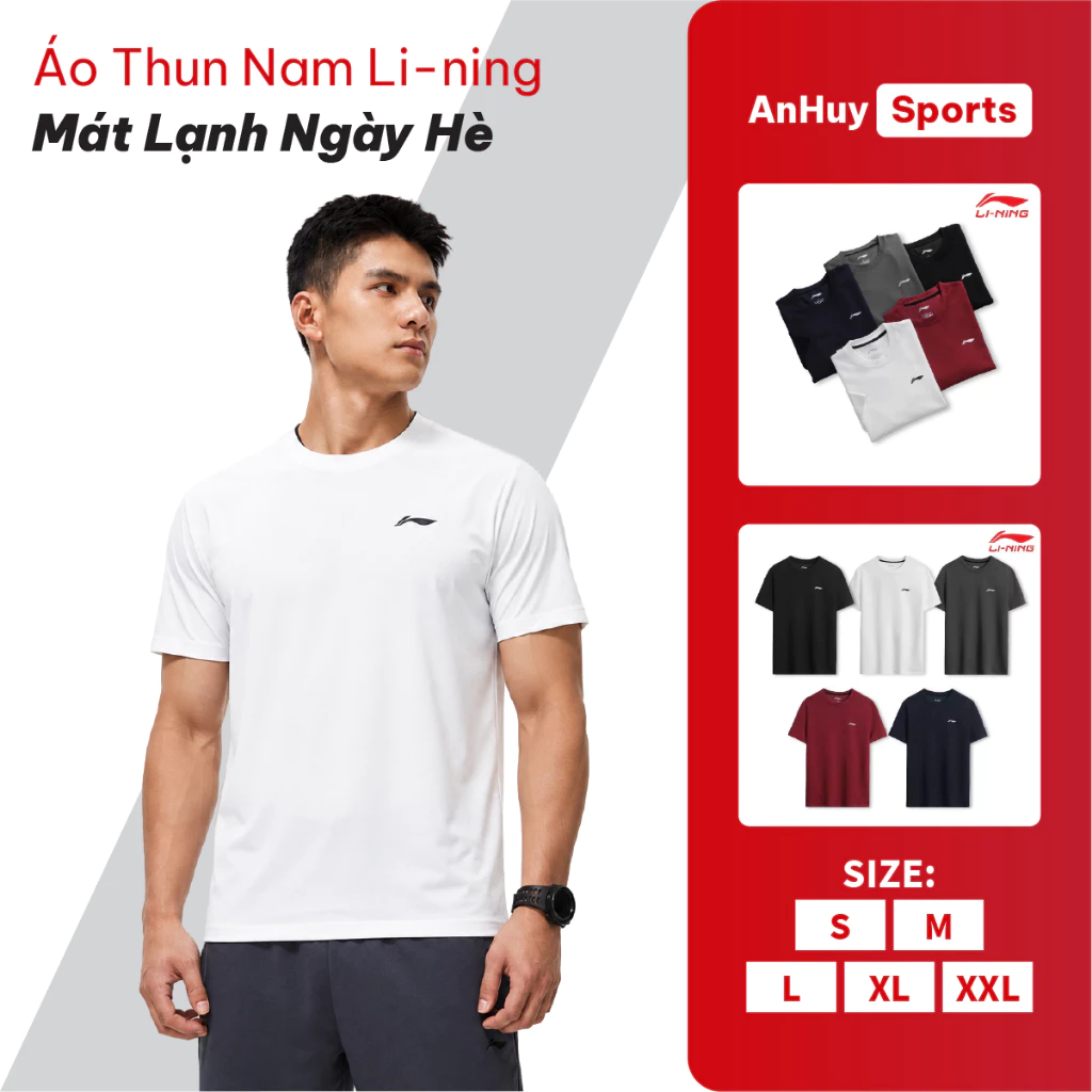 Áo thun nam C1 Li-Ning 2026 vải Cotton Hàn co giãn và thấm hút mồ hôi tốt, form xuông Size S - XXL