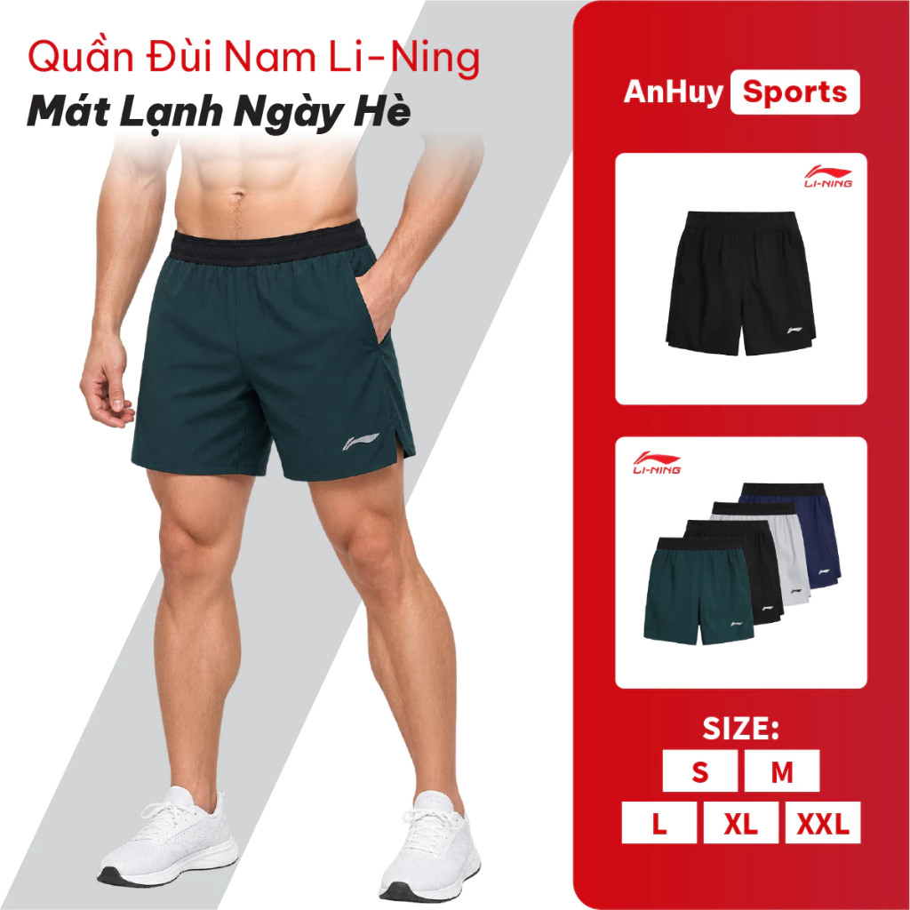 Quần đùi nam Li-Ning vải gió giãn mềm mát K01 cạp chun co giãn form xuông size S - XXL thời trang