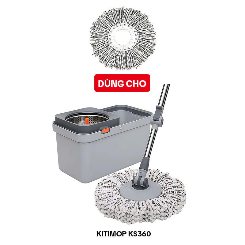 Bông Lau Nhà Thay Thế KITIMOP KS360-1, Dùng Cho Cây Lau Nhà Xoay 360 Độ KITIMOP KS360