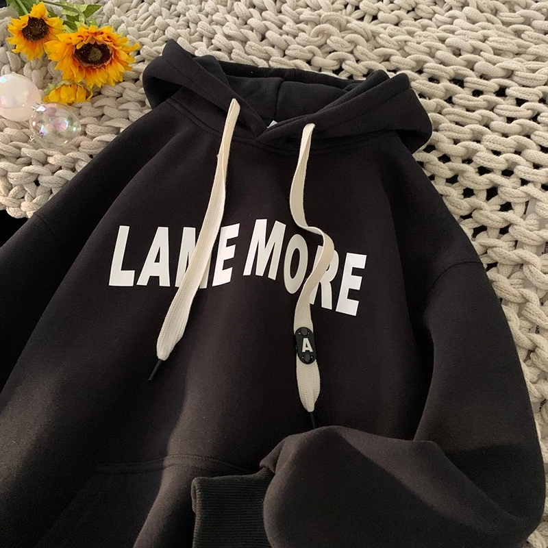 Áo hoodie nam nữ in chữ LAME MORE chất nỉ bông cao cấp form rộng unisex mặc cực đẹp