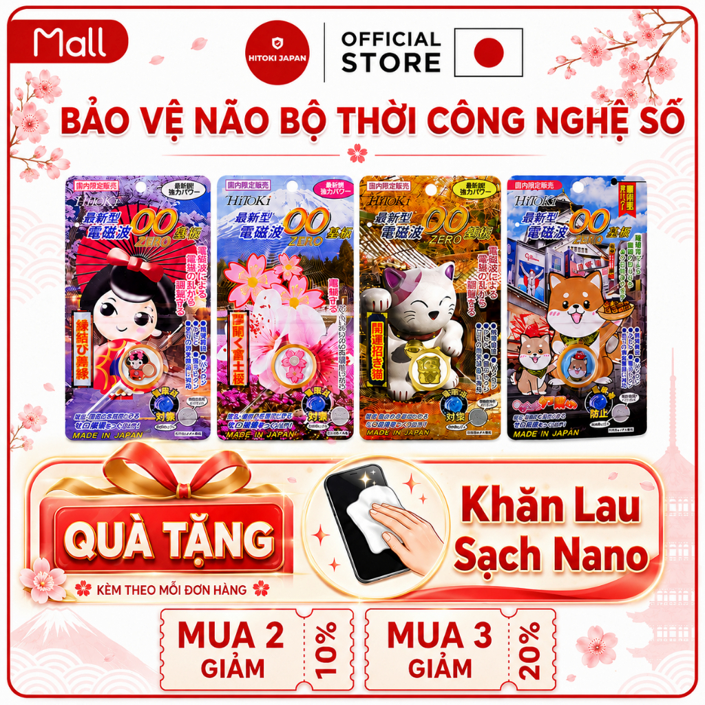 Hitoki Chip Ngăn Bức Xạ Điện Từ Điện Thoại, Smartphone - Tặng Kèm Khăn Nano…
