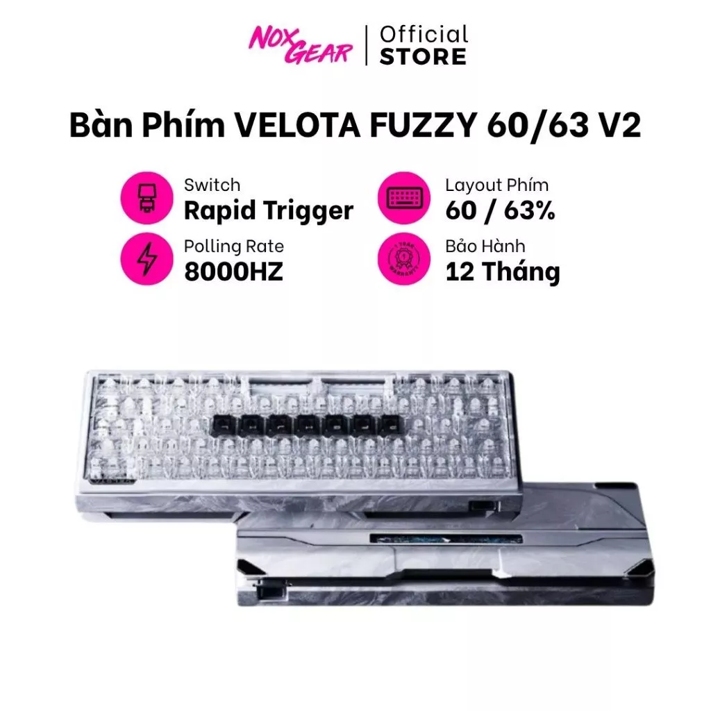 Bàn Phím Cơ Từ Tính VELOTA FUZZY 60/63 V2 | Hall Effect | 8KHz |  Rapid Trigger 0.001mm | ATK HUB
