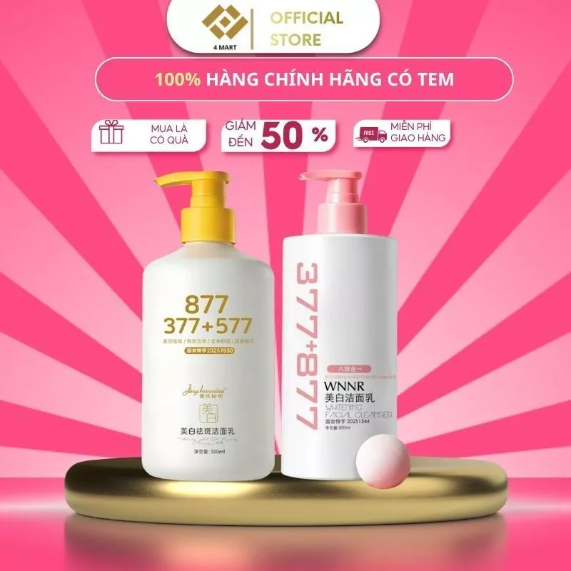 Sữa Rửa Mặt 377 Nhân Sâm trắng làm sạch sâu, giúp da mịn màng, trắng sáng