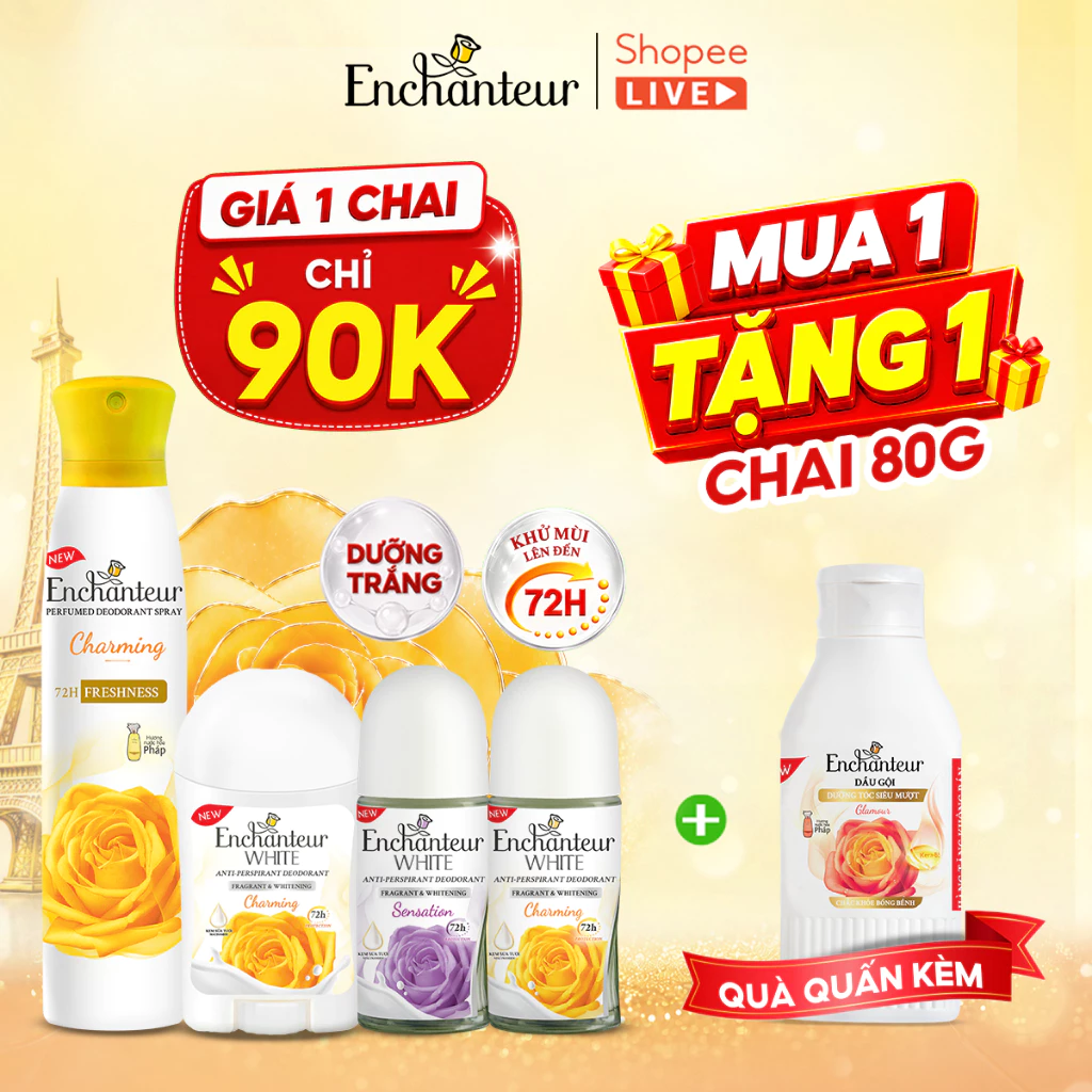 [RẺ VÔ ĐỊCH] Lăn khử mùi Enchanteur hương nước hoa Pháp (Deluxe/ White/ Naturelle) - LIVE