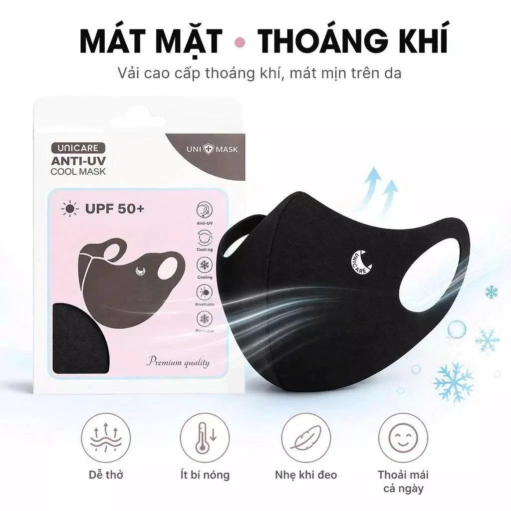 [LIVE KOC] COMBO 4 Chiếc Khẩu trang ANTI UV cool mask Unicare Chống Nắng 1 lớp thoáng nhẹ, chống tia UV-UPF50+