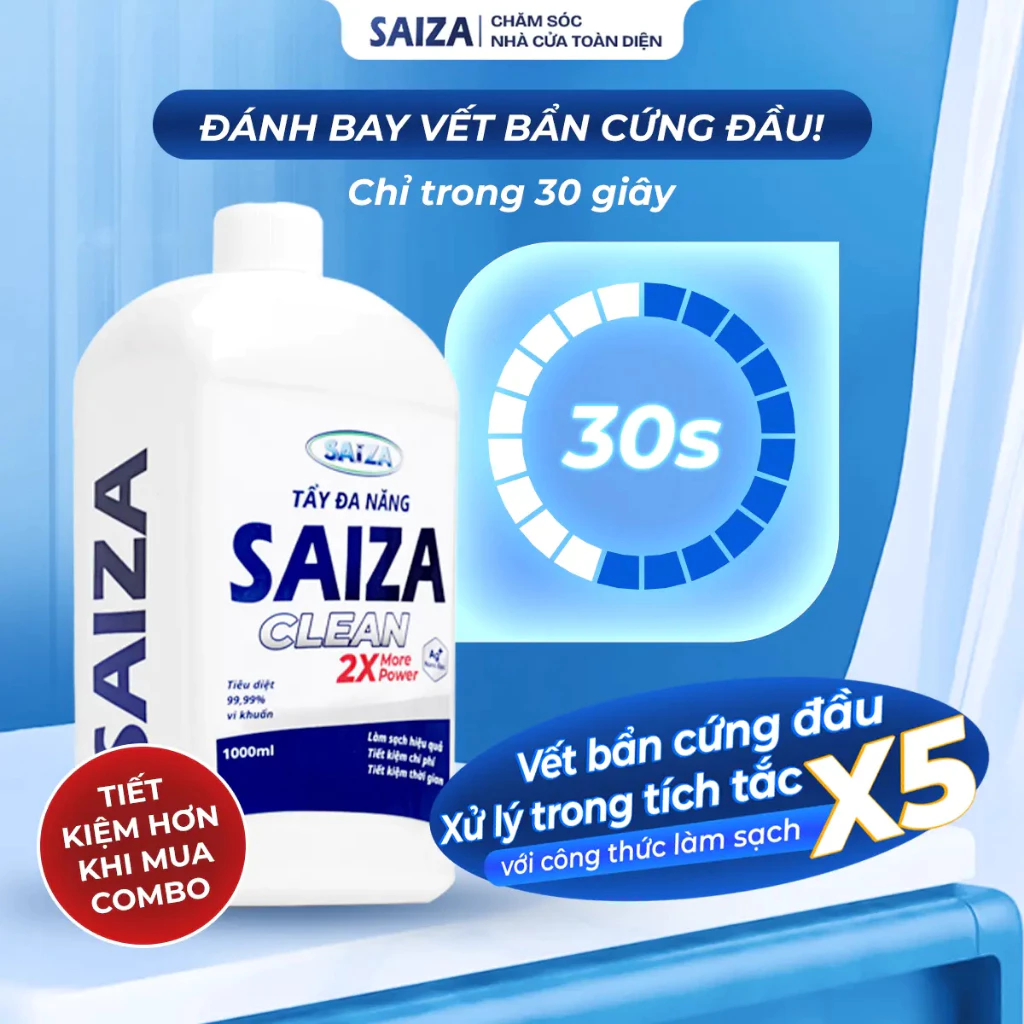 Tẩy đa năng SAIZA 1000ml - Nước tẩy bồn cầu rong rêu nền xi măng tẩy cặn canxi ố vàng gạch sàn nhà