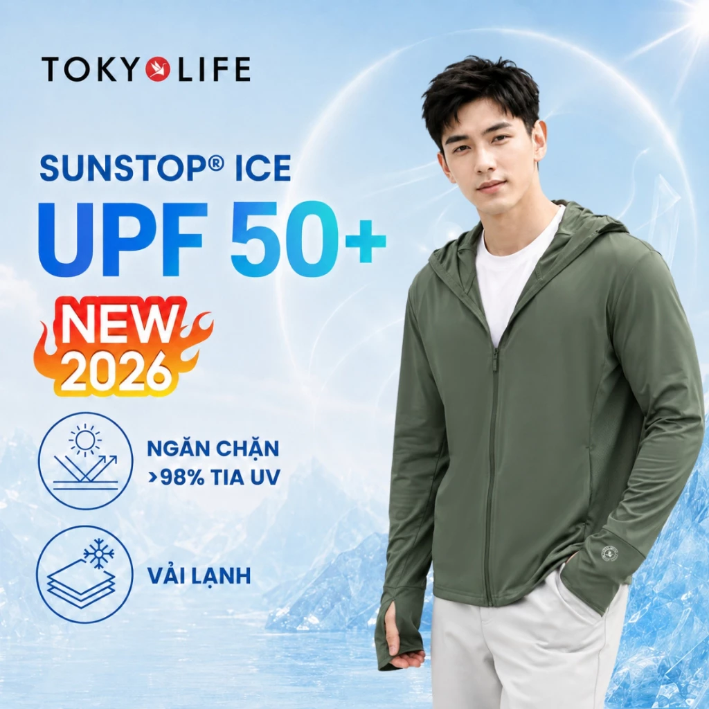 Áo Khoác Chống Nắng Chống Tia UV Nam Sunstop Ice Chất Su Mát Lạnh Thoáng Khí 40003401 40006061 - TOKYOLIFE