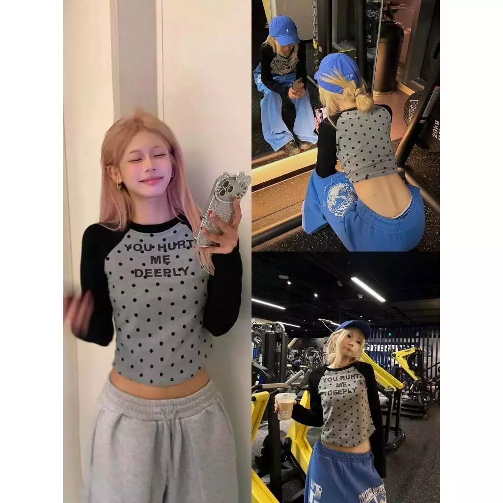 Áo Croptop Nữ Dài Tay Dáng Ôm Body Vạt Bầu In Chữ You Hurt Me Chất Thun Gân Co Giãn Dày Dặn Phong Cách Hàn Quốc