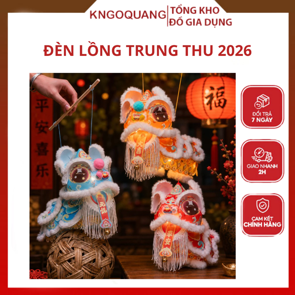 Đèn lồng trung thu 2026, đèn lồng con lân - Đèn lồng LED/Cần lắp đặt | Tự làm thủ công