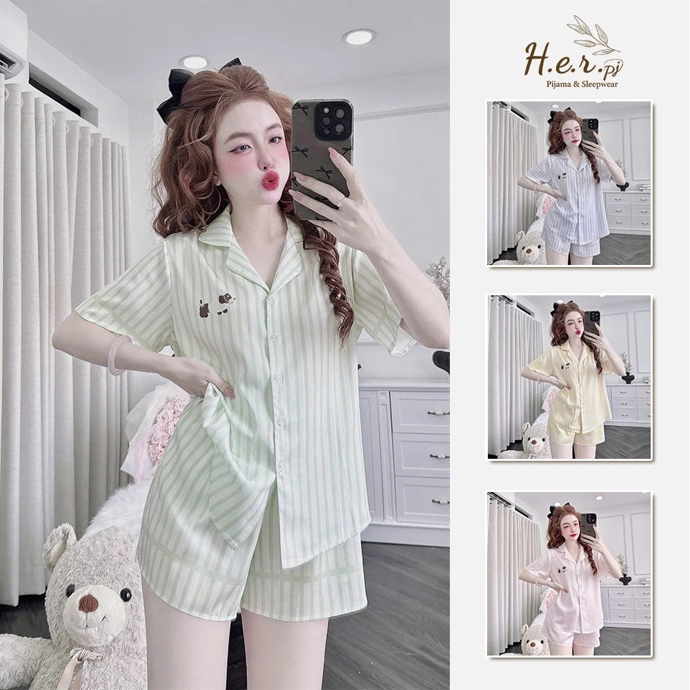 Set đồ ngủ nữ mặc nhà HER Pijama lụa latin tơ tằm nhập khẩu mềm mịn mát